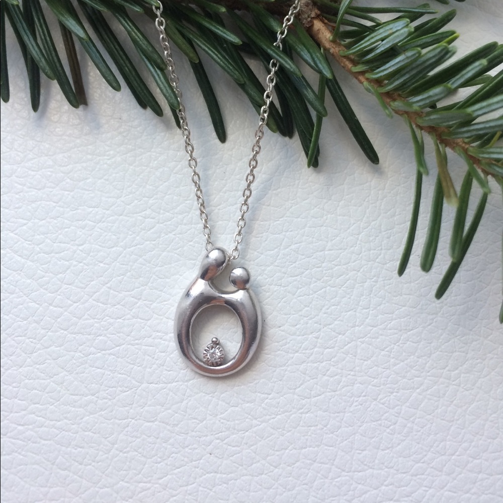 925 Sterling Silver Diamond Inlay In Love Necklace